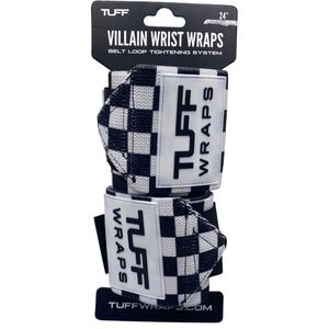 TUFF WRAPS Villain Wrist Wraps 24" Loop Tightening System Black White Checkered